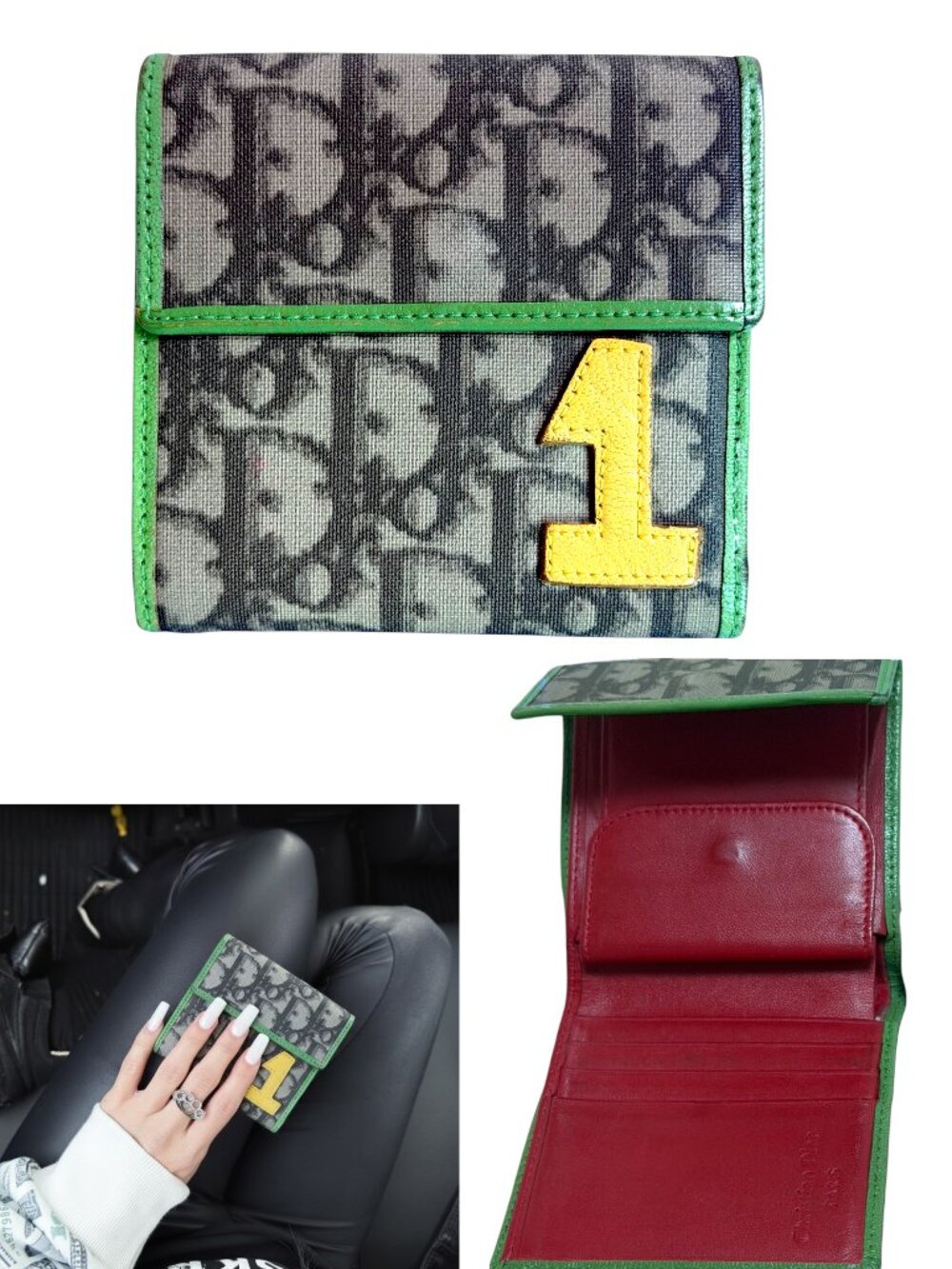 GRAIL RARE AUTHENTIC VTG. CHRISTIAN DIOR RASTA TROTTER WALLET #1 GALLIANO EUC